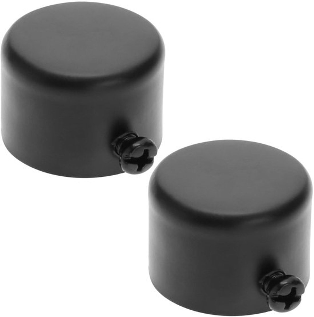 Zwarte eindkappen voor gordijnroeden - set van 2 - modern design - metalen afwerking
