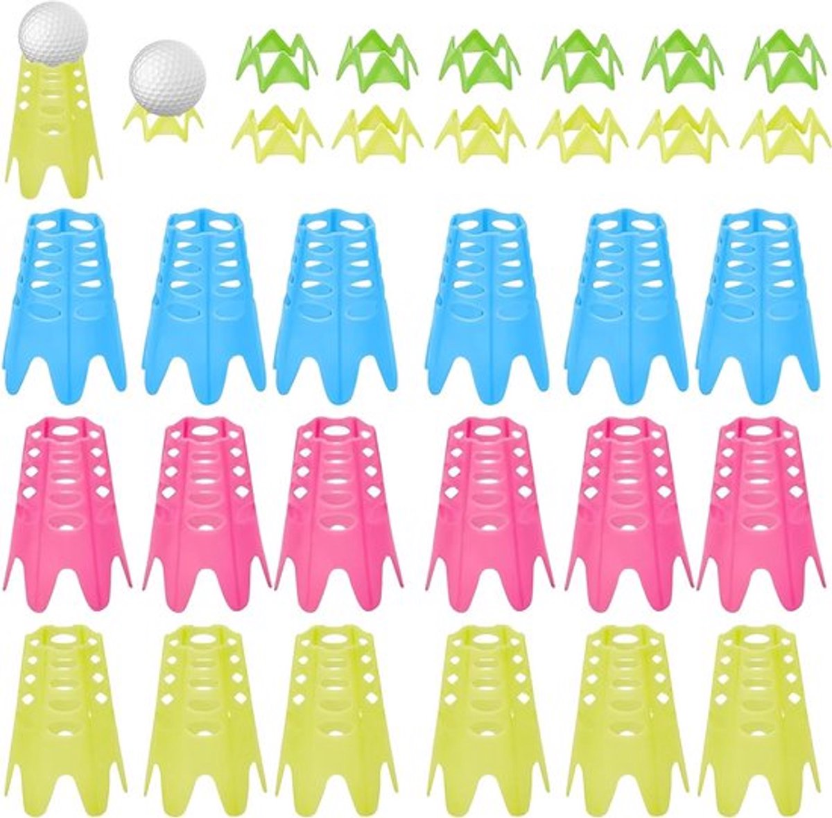 Golftees voor de simulator: 30 herbruikbare plastic tees in 2 maten, ideaal voor golfers, beginners en liefhebbers van golf