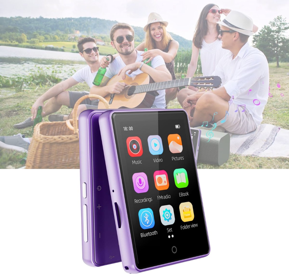 ApexArte® MP3 Speler Bluetooth - FM-Radio - Paars