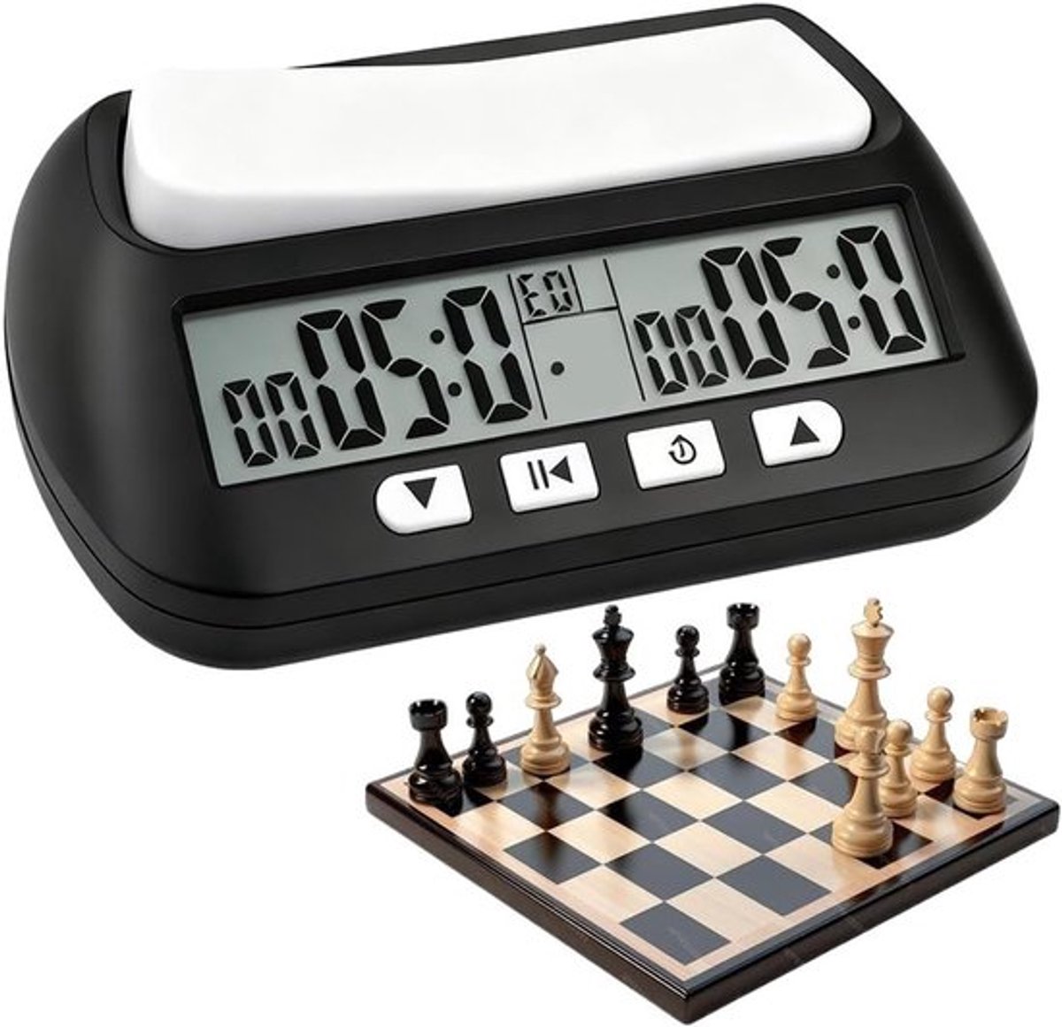 Professionele Digitale Schaakklok met Multifunctionele Timer en Digitale Weergave voor Toernooien en Bordspellen, Inclusief Bonus- en Vertraagde Modus