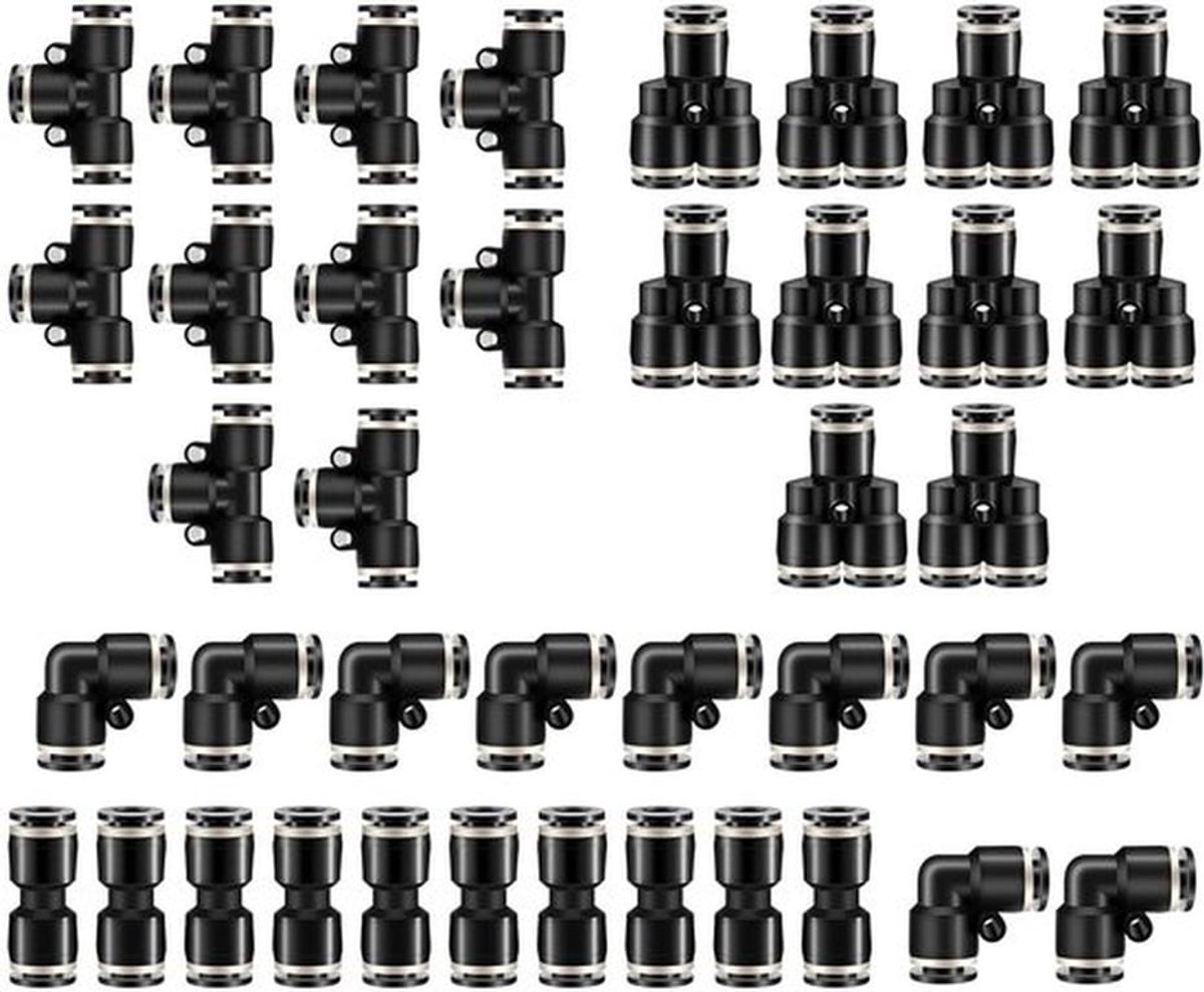 Pneumatische Connectoren - 40 Stuks - Robuuste/Verstelbare Verbindingen - Push-to-Connect - Geschikt voor PU/PE/Nylon - Werkdruk tot 1 MPa - Luchtverbindingen