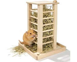 Houten Hooi Rack voor Konijnen en Cavia's, Ruimtebesparend, Hoogwaardige Stabiliteit, Ideaal voor Kleine Dieren, 36 x 24 x 24 cm