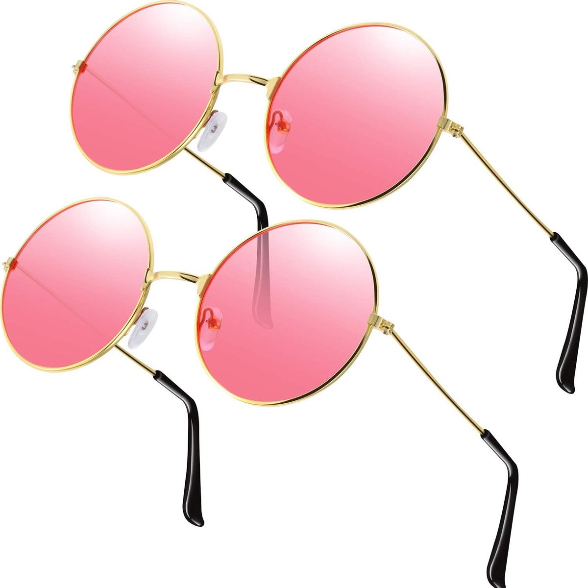 2 Paar Retro Hippie Zonnebrillen voor Kostuum, Feest en Verkleedkleding - Unisex Zonnebrillen voor Mannen en Vrouwen