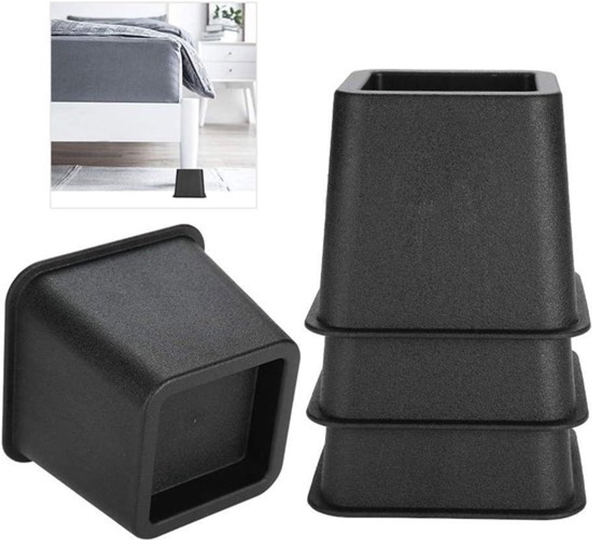 Meubelverhogers voor Bed, 4 Stuks 12 x 12 x 10 cm - Tafel Stoel Bank Voeten Lift - Onder Bed Opslag - Zware Belasting - Stabiele Verhogers