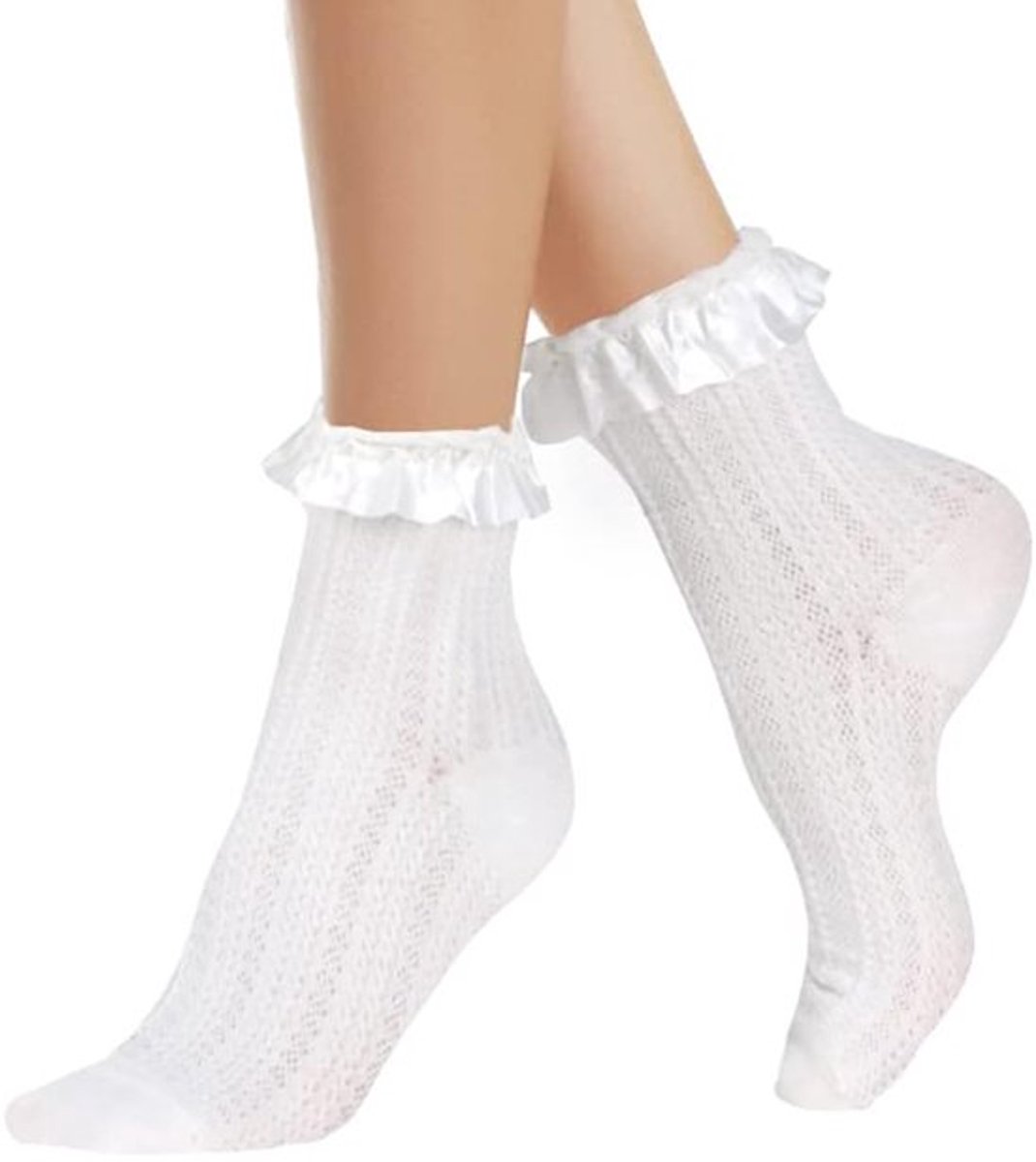 Klederdrachtsokken Ruches - Elegante Danssokken - Kanten Sokken - Enkelsokken - Ademend - Comfortabel Textiel