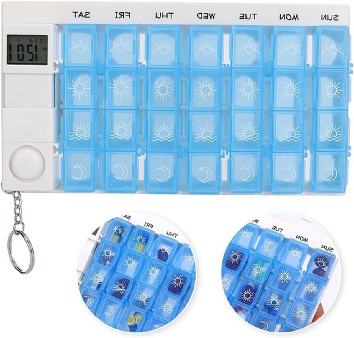 Elektronische pillendispenser met 7 dagen medicijnbox en herinnering - Blauw - Medicijnorganizer met alarmfunctie
