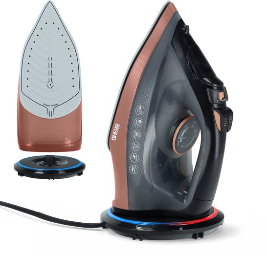Draadloos Stoomstrijkijzer met Oplaadbasis – Verticale Stoomfunctie, Antikalk en Zelfreinigend – Instelbare Thermostaat – 200W - BREND BR-2232