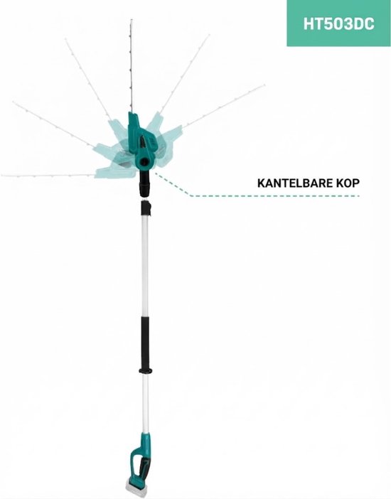SP® Telescopische Heggenschaar - Elektrische Heggenschaar - Elektrische Telescopische Heggenschaar - Zilver/Groen - 59cm x 7cm x 20cm van sp — afbeelding 5