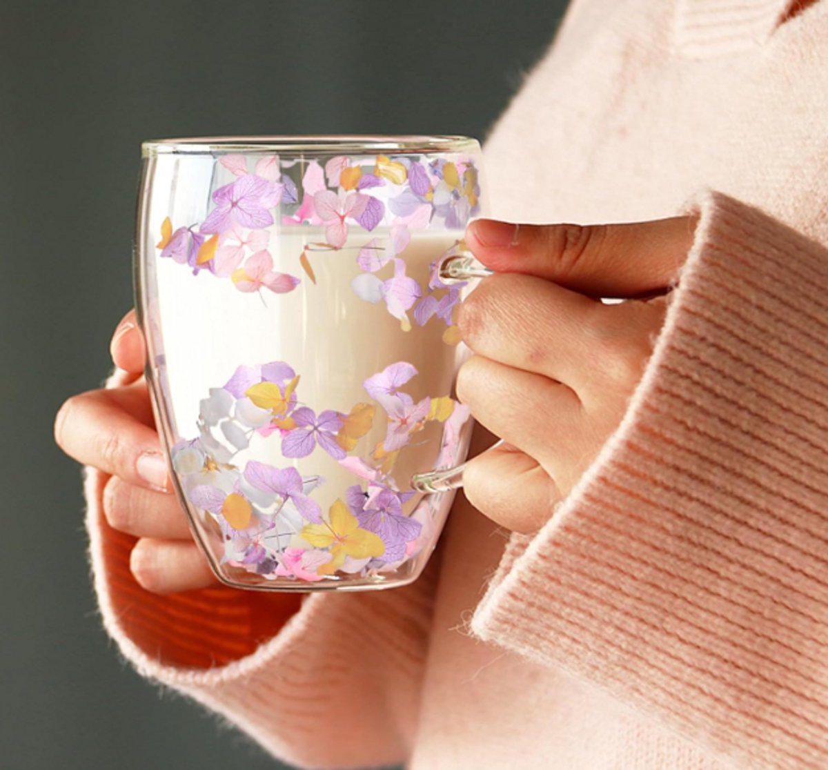 Dubbelwandige glazen koffiemokken, esthetische gedroogde bloemen kopjes met handgrepen, espressokopjes voor cappuccino koffie thee melk, geïsoleerde hittebestendige glazen mok — cadeau in Koken & Dineren - foto 6