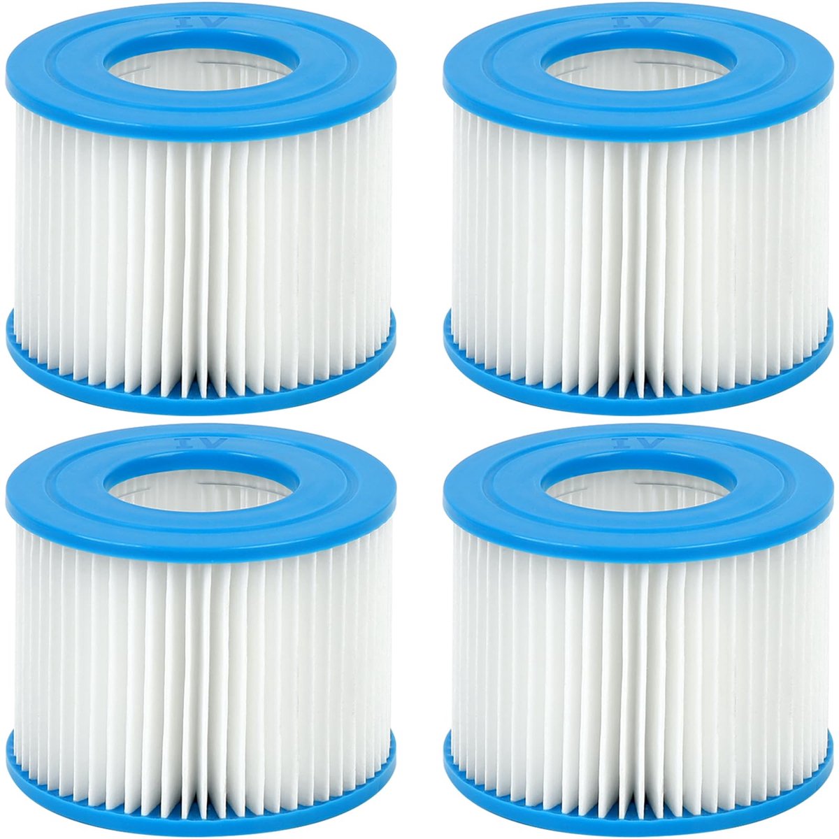 SnelShoppen - 4 stuks zwembadfilters VI, wasbare filter voor Bestway, Lay-Z Spa, Intex, Coleman SaluSpa, geschikt voor opblaasbare zwembaden en whirlp