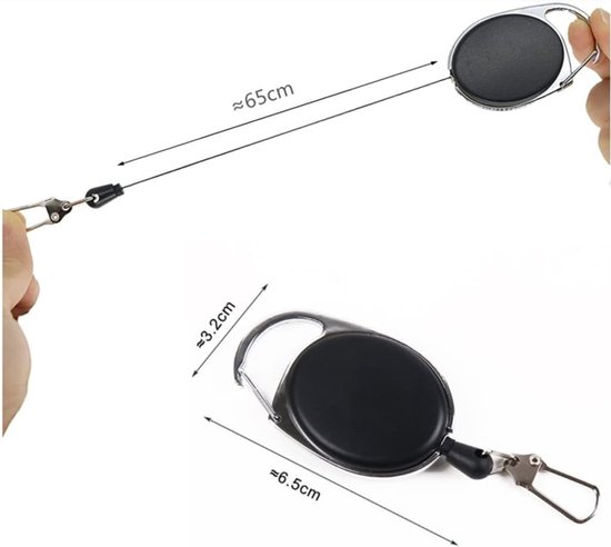 Set van 5 Retractable Badge Reels, Uittrekbare Badgehouders met 60 cm Stalen Draad voor ID Kaarten en Sleutels, Ideaal voor Werk en Evenementen — afbeelding 3