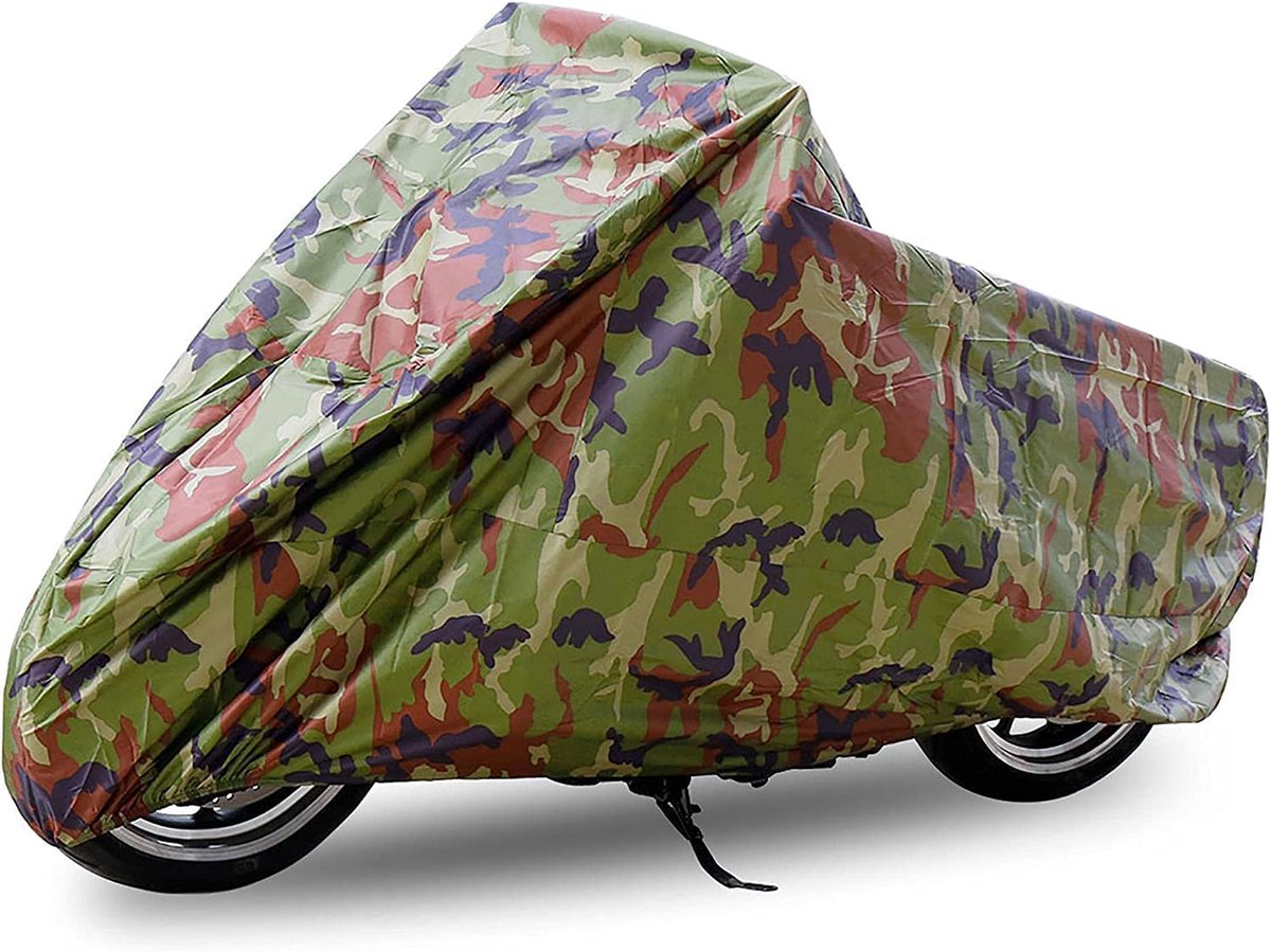 SnelShoppen - Waterdichte Motorhoes Camouflage 2XL - UV-Bescherming, Stofdicht, Voor Motorfiets, Garage, Scooter XXL
