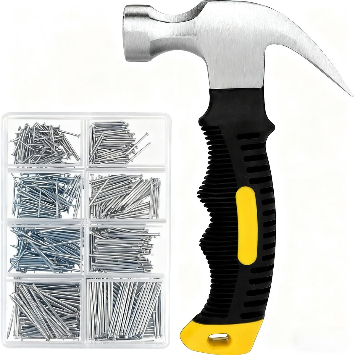 SnelShoppen - 560 stuks kleine nagels voor foto’s ophangen & 325g mini-hamerset - Complete set met diverse hardware voor klussen in huis
