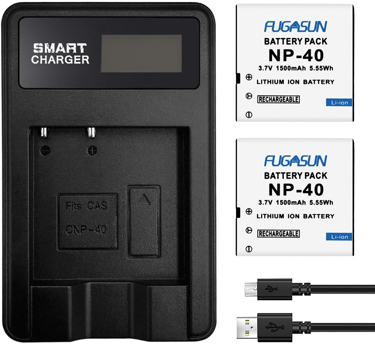 SnelShoppen - 2 Stuks 1500 mAh NP-40 Batterij met Oplader voor Casio Digitale Camera's EX-Z1000 EX-Z1050 EX-Z1080 EX-Z1200 EX-Z700 EX-Z750 EX-Z850 EX-