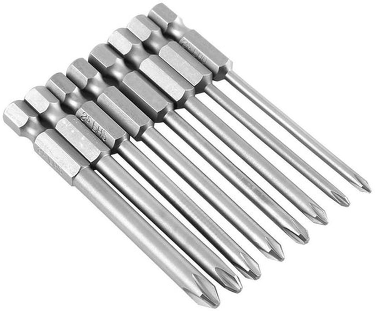 8-delige set schroevendraaierbits van 75 mm lang, 1/4 inch, zeskantig, magnetisch - kruiskop schroevendraaierbits - handig gereedschap.