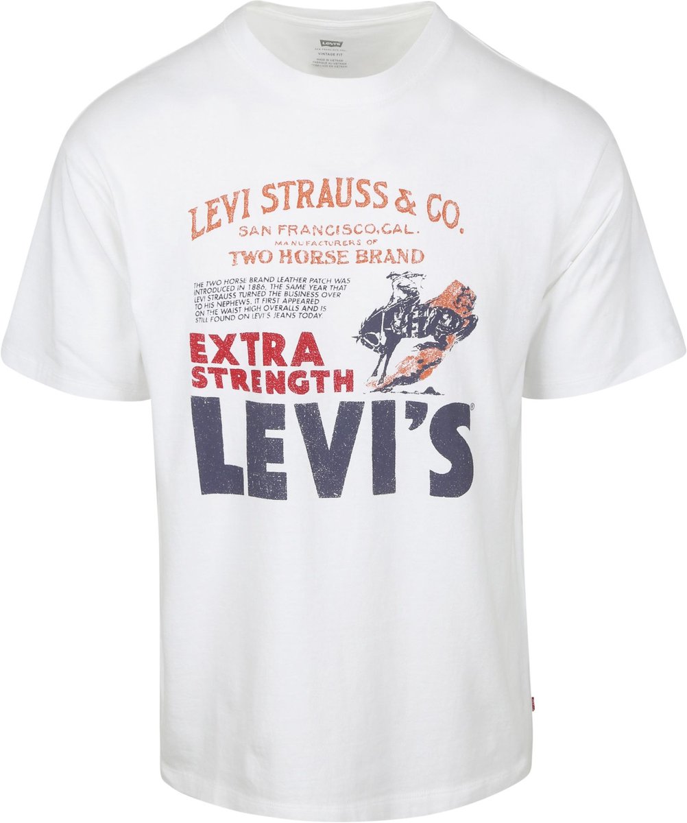Levi Tee Vintage Graphic Archival Poster – Heren Casual T-shirts Wit