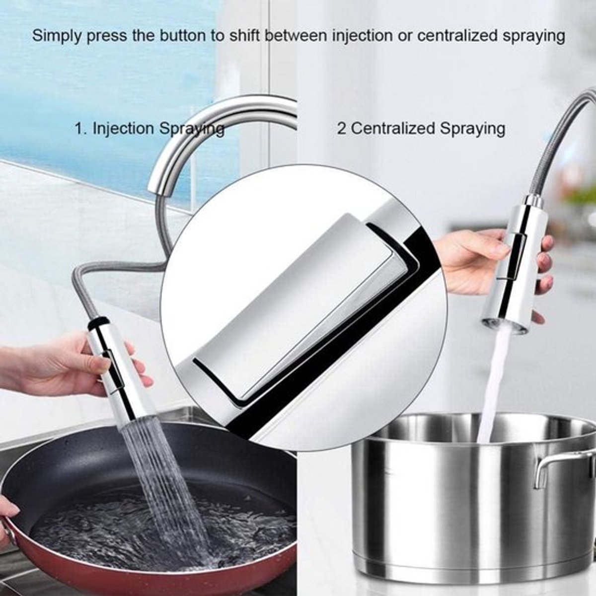 Multifunctionele kraan met sproeier voor keuken en badkamer - ABS materiaal - waterkraan met douche - Geschikt voor wastafel - Eenvoudig te monteren