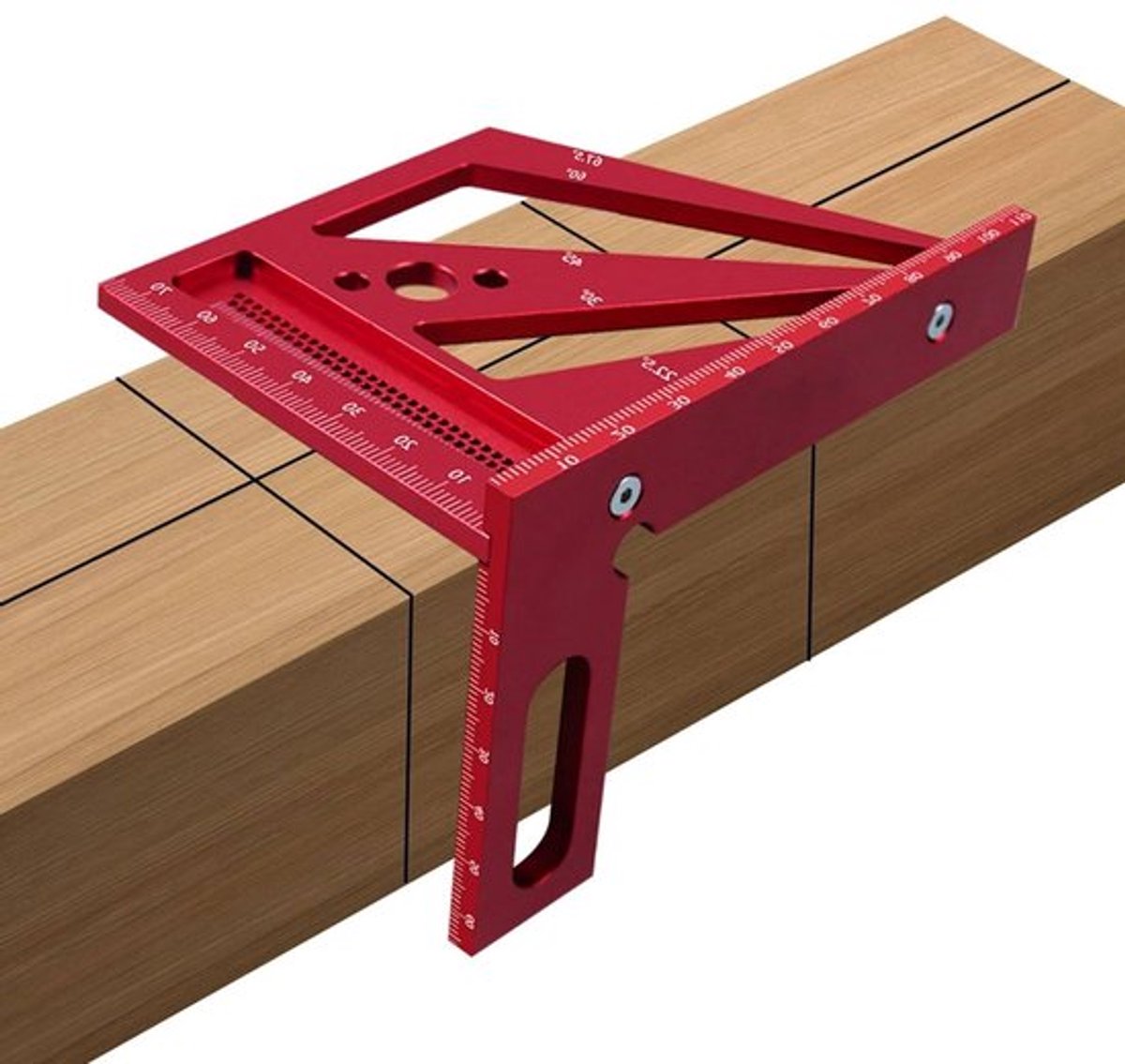 Hoogwaardige 3D Hoekmeter voor Houtbewerking - Precisie Protractor voor Timmerwerk, Bouw en Ontwerp met Aluminium Legering van 22,5 tot 90 Graden