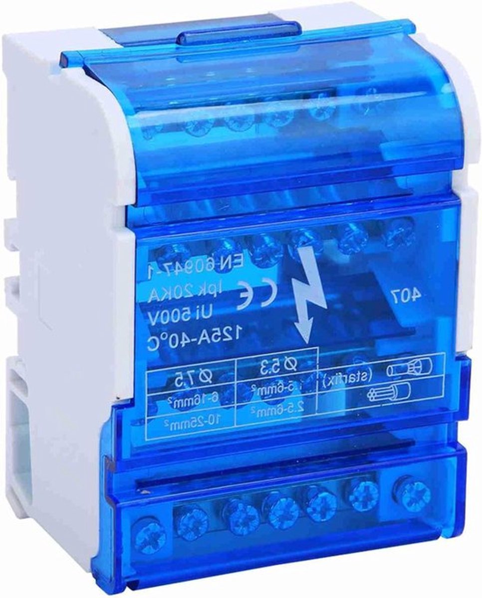 Terminalverdeelkast met Din Rail voor Elektrotechniek - 4-niveau Klemmenblok met Beschermkap - 4 Ingangen 24 Uitgangen - Installatiegemak