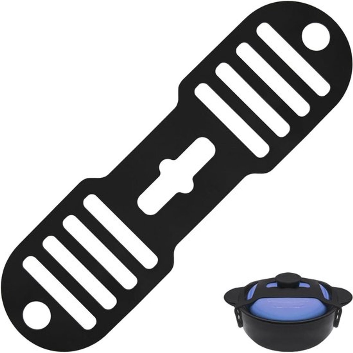 Universele Zwarte Bevestigingsband voor Potdeksel Accessoires - Gereedschap Dekselhouder, Hittebestendig - Silicone Deksel Slot Band