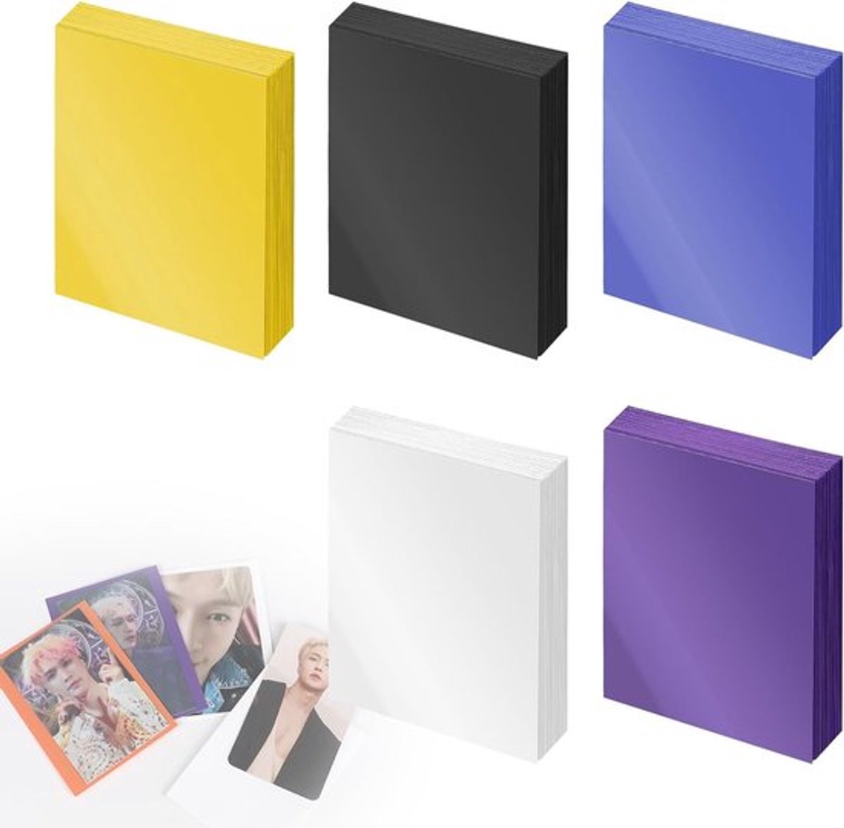 Set van 500 Kaarthoezen 60 x 91 mm, 5 Kleuren, Ideaal voor Bescherming van Verzamelkaarten en Documenten