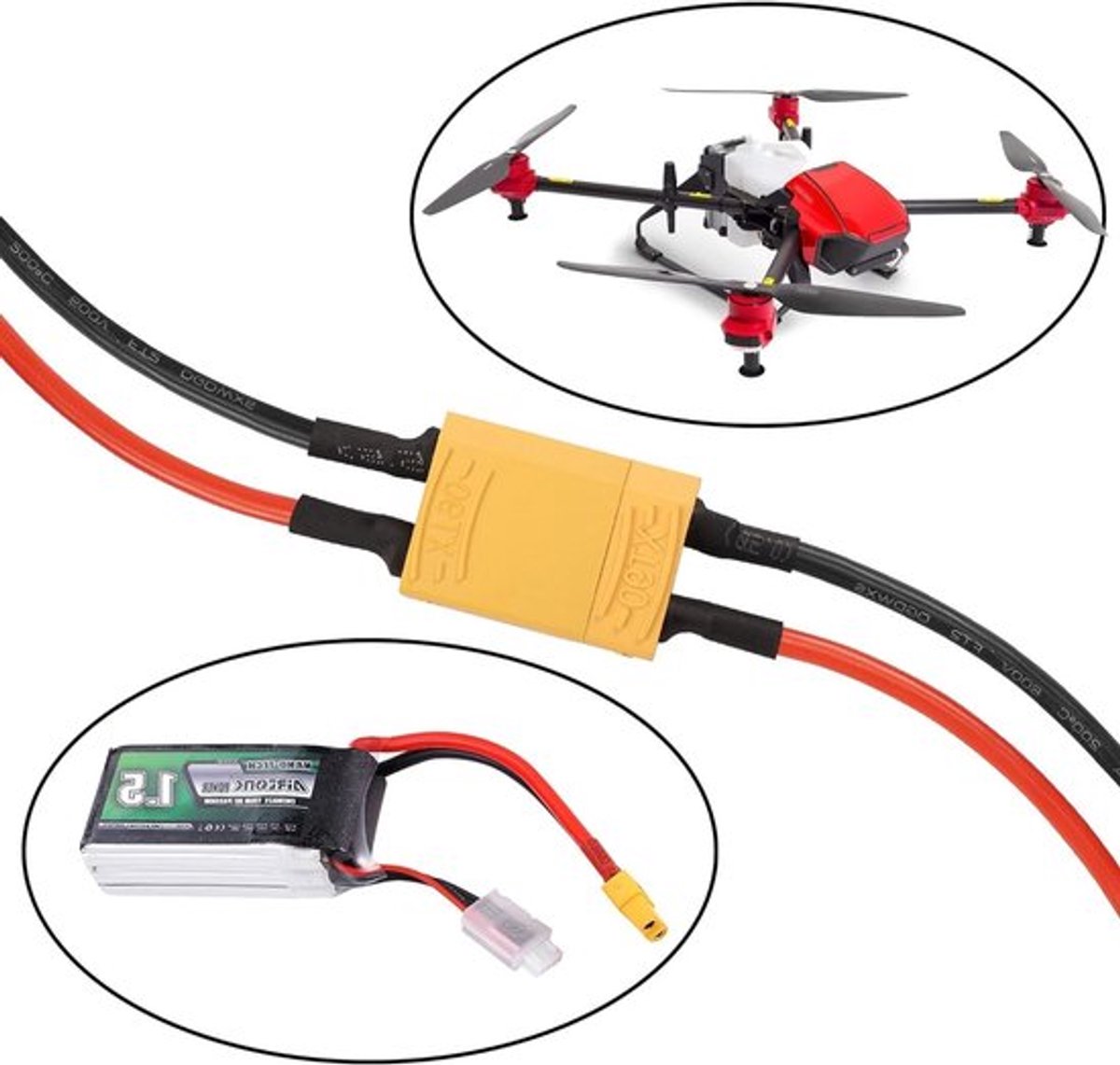 4 Paar XT90 Stekkers met 100mm 12AWG, Male en Female Plug, Silicone Draad voor RC Lipo Accu en FPV Drone Accessoires