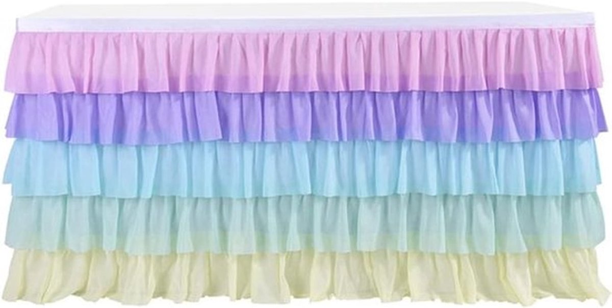Romantische Tafelrok van 5 Lagen van Tule voor Feestjes, Bruiloften en Babyshowers - Decoratie 1,82m x 0,75m