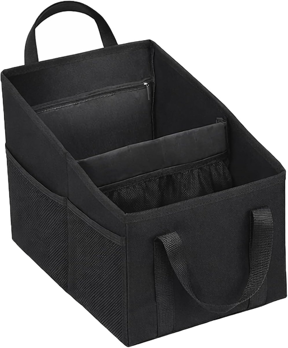 SnelShoppen - Autostoelorganizer voor passagiersstoel met inklapbare opbergbox, multifunctionele zitopbergtas, netvakken voor speelgoed, boeken en lui