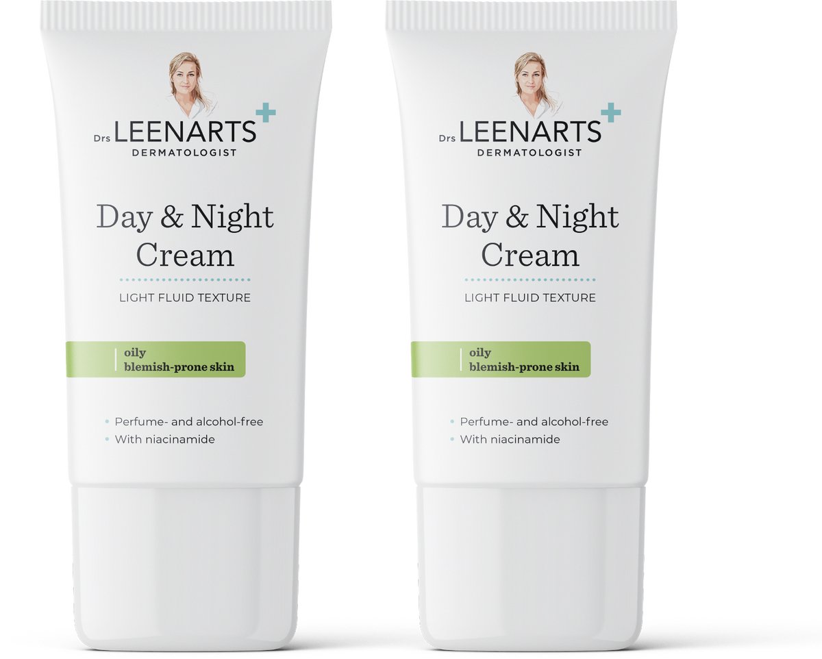 Drs Leenarts 2x Dagcrème en Nachtcreme – Voor vette, onzuivere & acne-prone huid – Parfumvrij – 100 ml