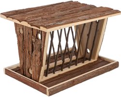Hooiruif met Dak - Voerstation Knaagdier - Droog Voer Houden - Natuurlijk Bark Hout