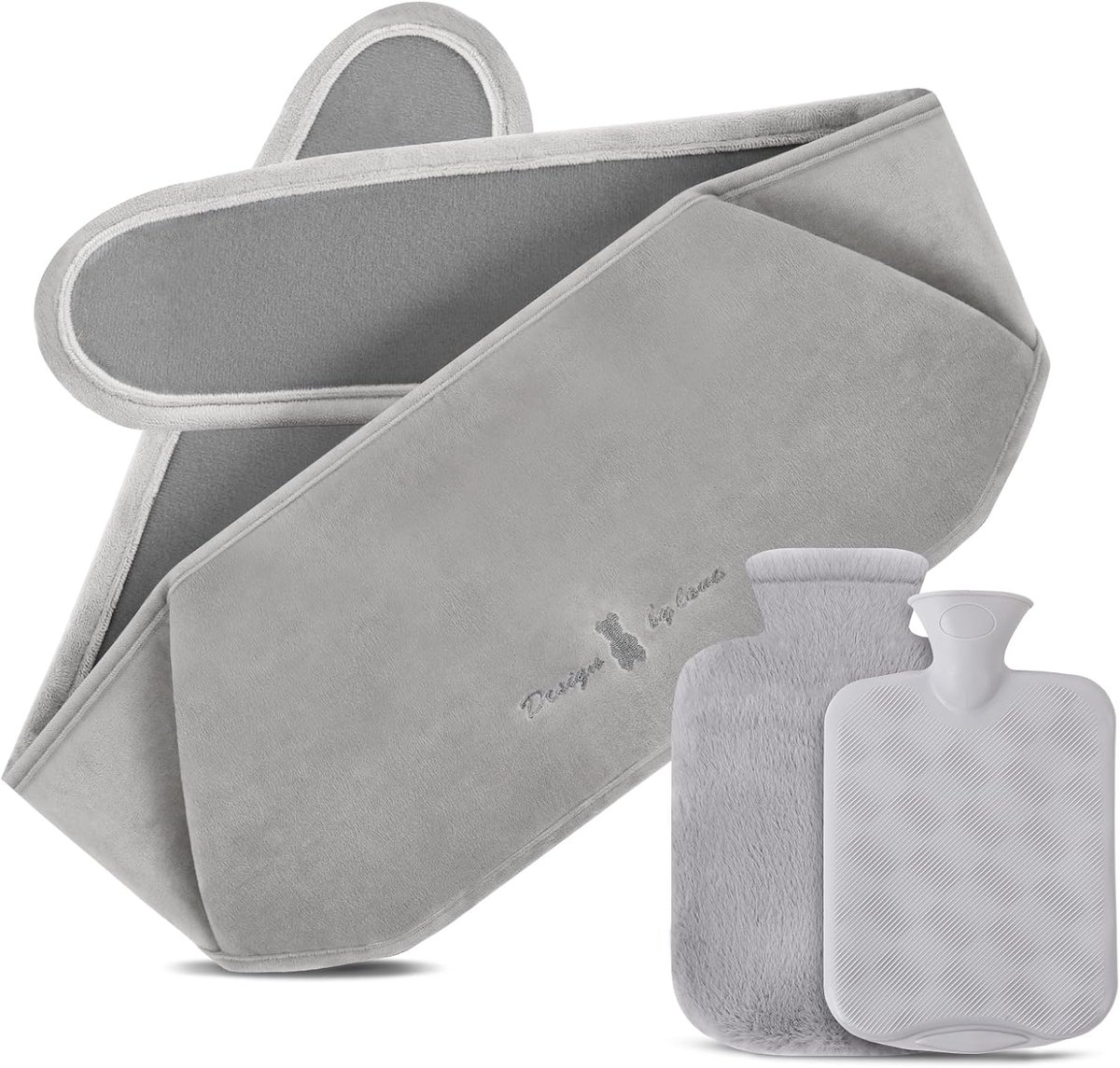 SnelShoppen - Warmwaterkruikriem 1,2 liter - Rubberen warmwaterkruik met zachte tailleband - 3-in-1 warmwaterkruik voor nek, schouder, rug, benen en t