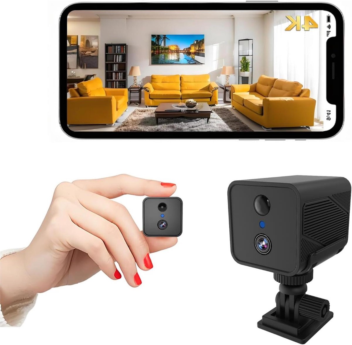 Mini Beveiligingscamera - Kleine Camera - Thuis Bewaken - 50 Dagen Batterij - 4K Resolutie - Zwart