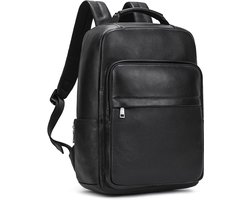 LUUFAN Genuine Leather Backpack for Men, Casual Multi-Pocket Shoulder Bag Daypack 15.6 Inch Laptop Bag for Travel - ShopVlot