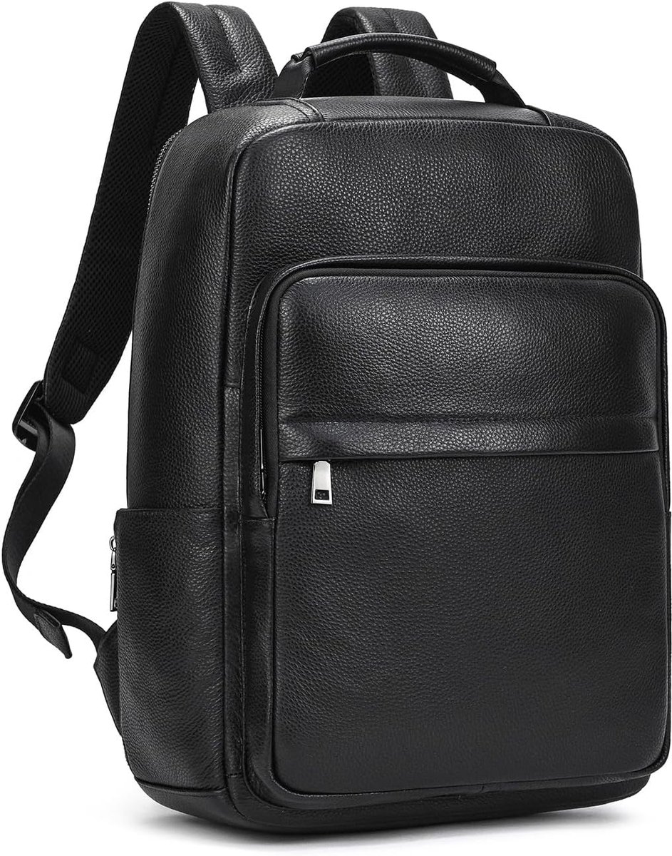 LUUFAN Genuine Leather Backpack for Men, Casual Multi-Pocket Shoulder Bag Daypack 15.6 Inch Laptop Bag for Travel - ShopVlot