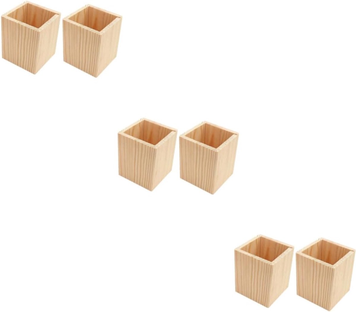 SnelShoppen - 6 Stuks Houten Penhouders, Mini Bureau Organizer, Geometrische Pennenhouder, Natuurlijke Houten Desk Tray voor Kantoorbenodigdheden