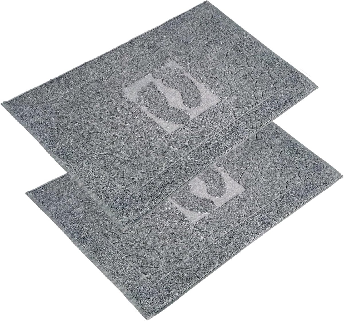 SnelShoppen - Badmatset 2-delig, Badstof, Douchemat en Badtapijt, Wasbaar, Absorberend en Sneldrogend, 600 g/m², 50 x 70 cm, Antraciet, Ideaal voor Ba