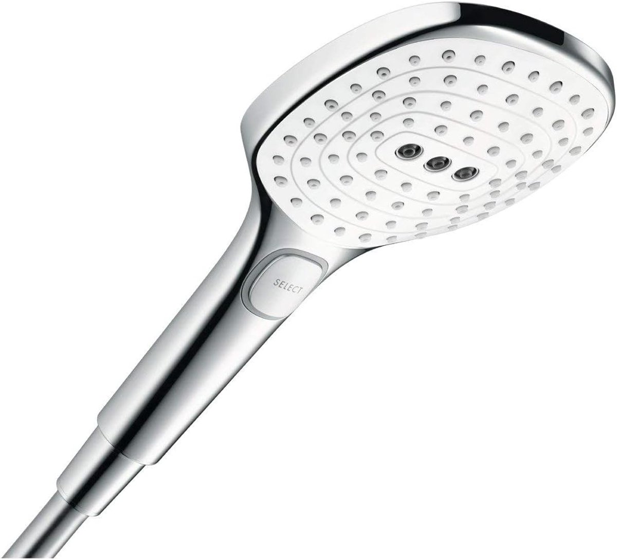 SnelShoppen - Handdouche Raindance Select E 120 met 3 Stralen, Chroom, 120 mm, Luxe Douchekop, Waterbesparend, Duschkop voor Badkamer, Wellness, Ontsp