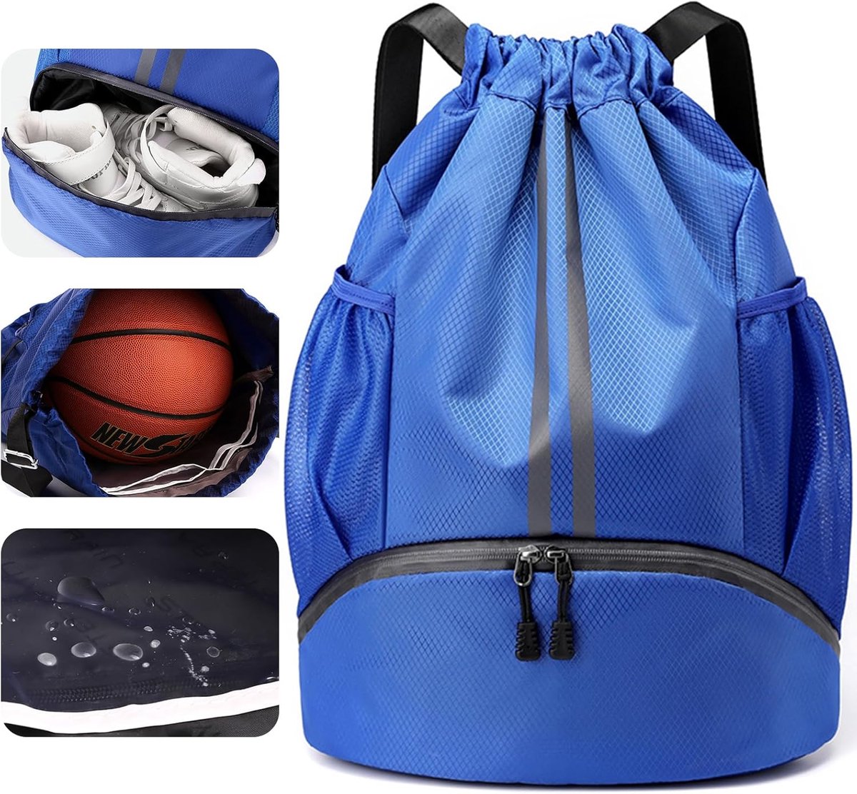 Sportrugzak met trekkoord 32x15x47 cm - waterdicht - met schoenencompartiment - ideaal voor sportreizen - ShopVlot