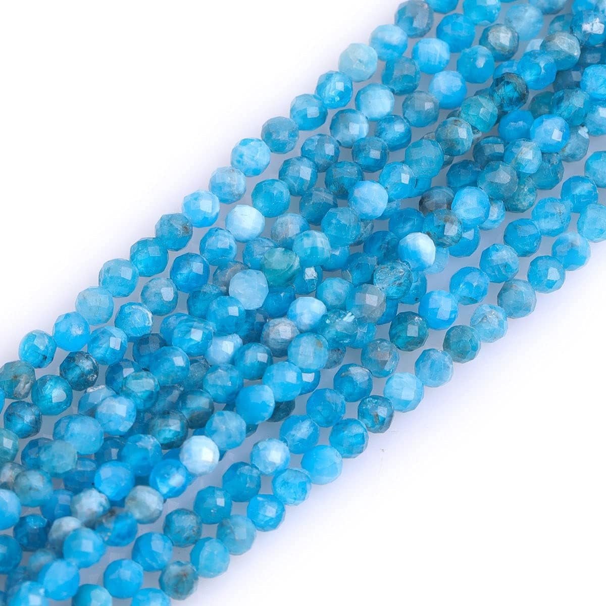 Natuurlijke 3mm Blauwe Apatiet Facet Edelstenen Losse Zaadparels voor Sieraden Maken - 15 Inch Strand, Perfect voor DIY Projecten en Creatieve Ontwerpen