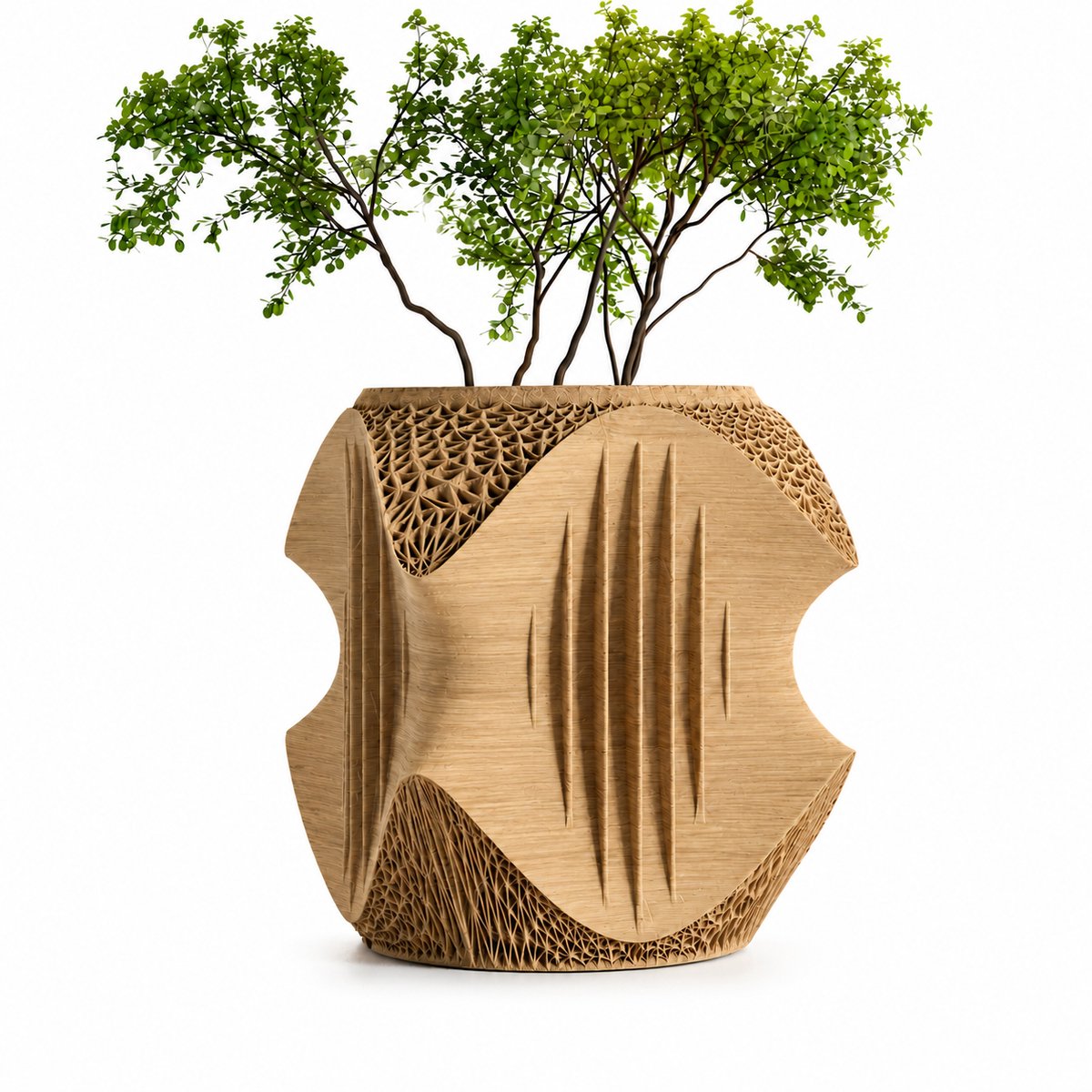 Vaso Siena Design Bloempot - Design Plantenpot - 21 x 21 x 23,4 cm - Oak - Luxe Organische Bloempot - Moderne Bloempot Binnen - Grote Plantenpot - Scandinavisch Design - Japandi Woondecoratie