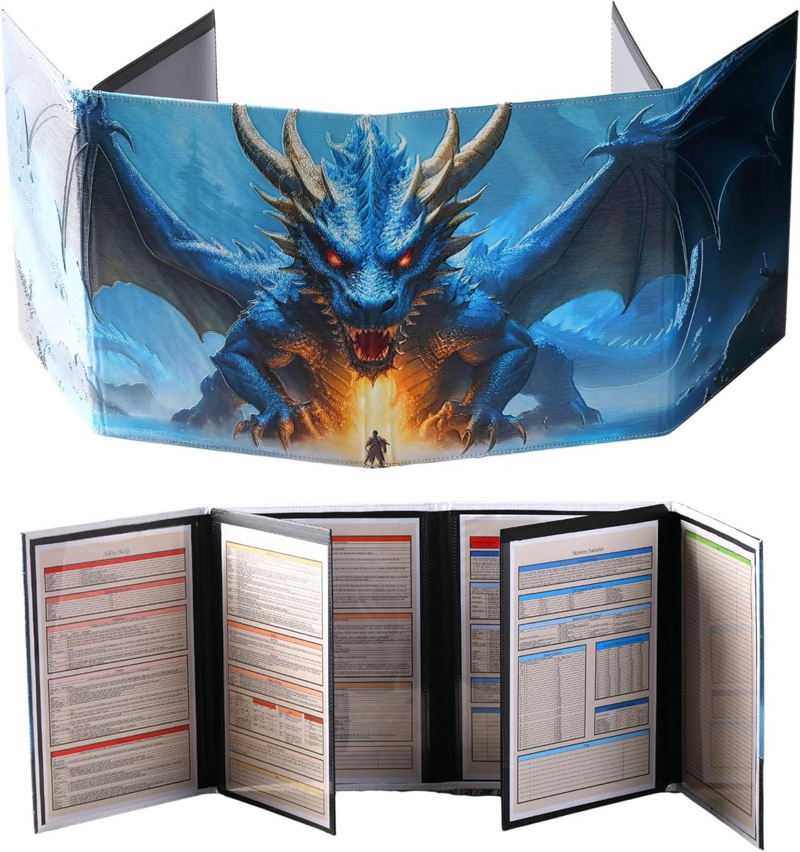 Luxueuze DM Screen voor Dungeons and Dragons met Swingende Wet Erase Tassen en Cheat Sheet - Perfect voor TTRPG Spelers en Game Masters, Ideaal Cadeau voor Rollenspellen