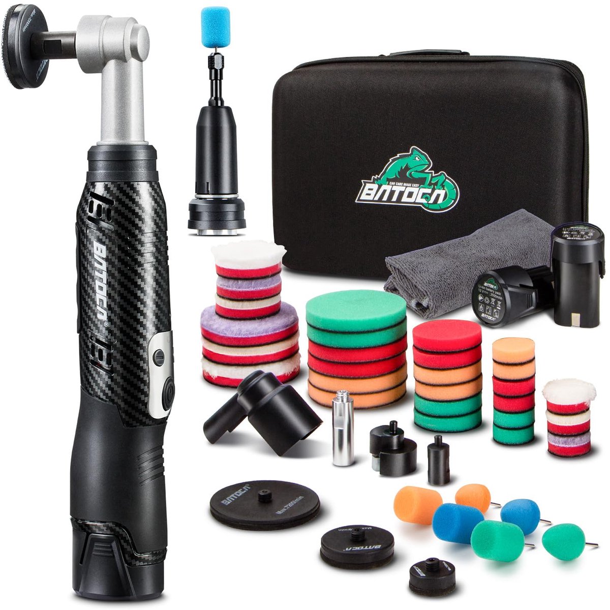 SnelShoppen - BATOCA S6 Mini Accu Polijstmachine 12V Draadloze Buffer Schuurmachine voor Auto Detailing, 1000-5000RPM & 4200-21000RPM, 25/50/75mm Schi