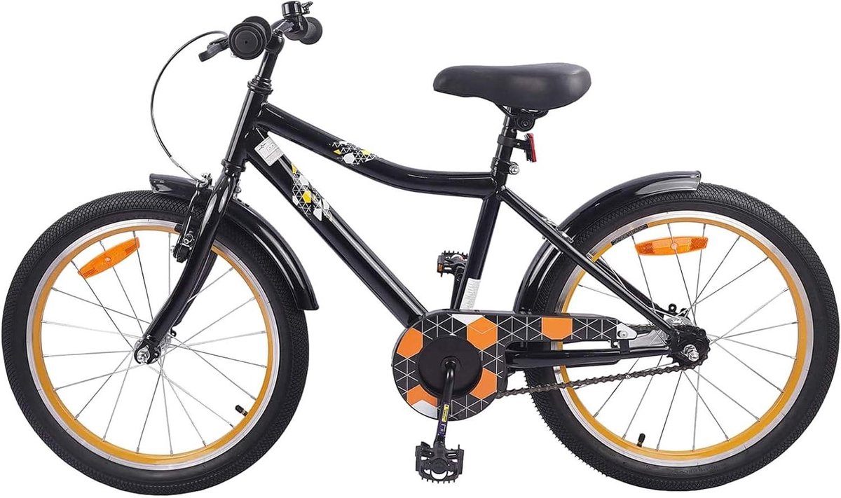 Kinderfiets sfiets sfiets Buitenavonturen Schoolritten Stabiel Stalen Frame 18 Inch Zwart