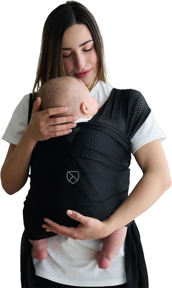 Draagdoek Pasgeborenen - Babydraagzak - Zomerse Uitjes - Sneldrogend Mesh - Tot 9 kg - Zwart