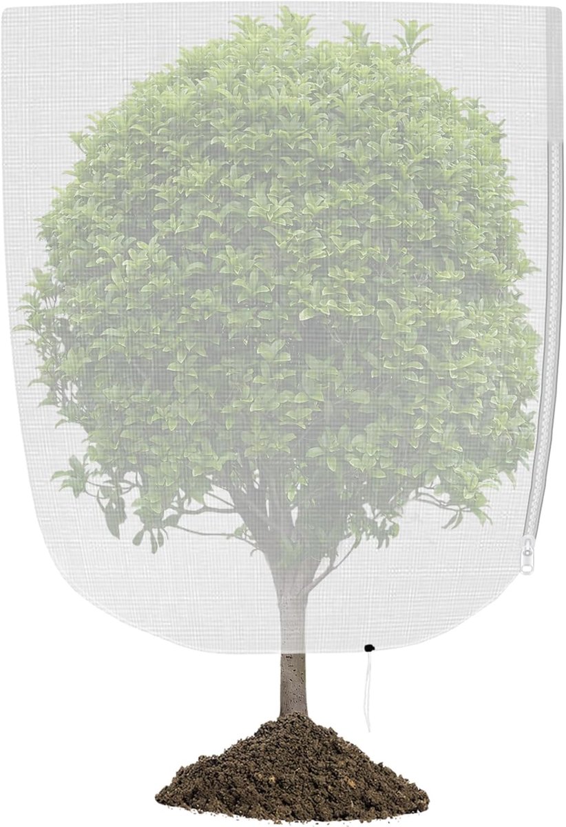 SnelShoppen - Plantenbeschermingsnet voor fruitbomen 3m x 3m met ritssluiting en trekkoord, ademend en scheurbestendig insectenwerend net voor optimal