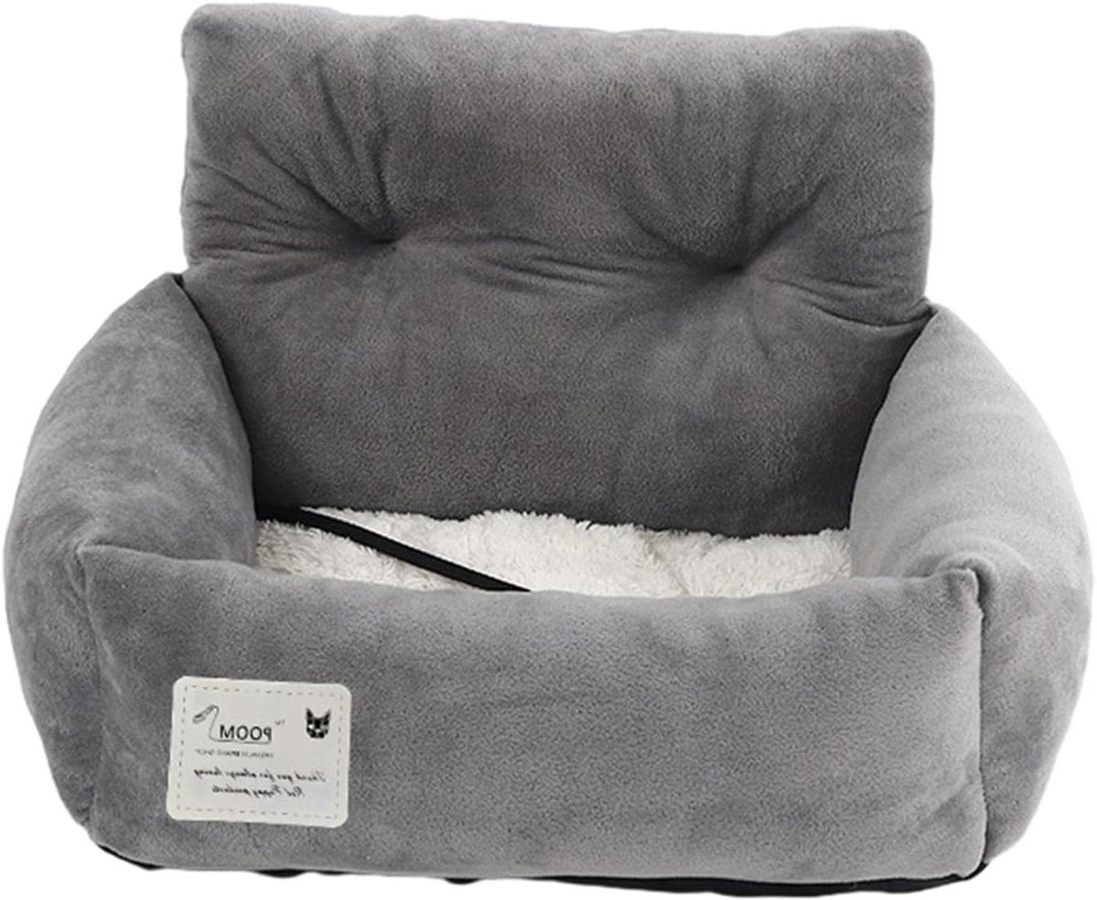 Autostoel Huisdieren - Reisstoel Honden - Veilig Reizen - Zacht Fleece Interieur - 53 x 42 x 29 cm - Grijs