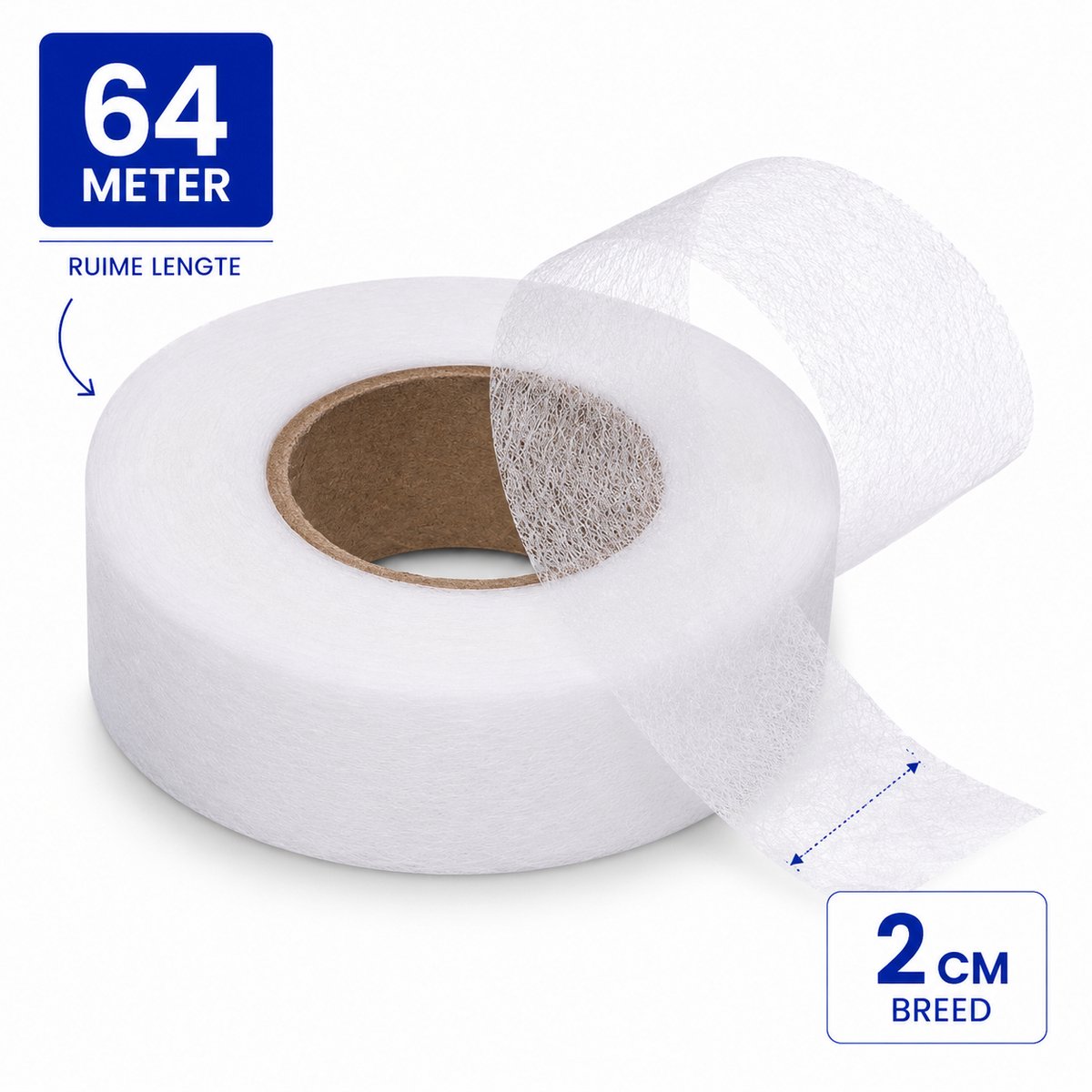 Consumerce® Zelfklevende Instrijkbare Zoomband Tape - 2cm x 64m - Broeken Inkorten - Instrijkbaar Zoom Band - Strijkband - Gordijn - Gordijnen - Gordijnband - Kantenband - Strijken - Naaien