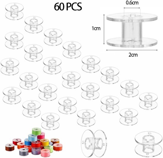 Spoelen, kunststof, transparant, universele plastic spoelen, voor de meeste naaimachines — afbeelding 5