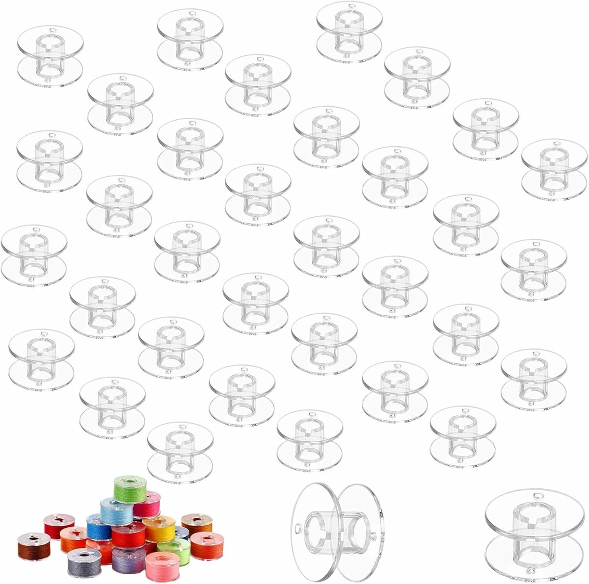 Spoelen, kunststof, transparant, universele plastic spoelen, voor de meeste naaimachines