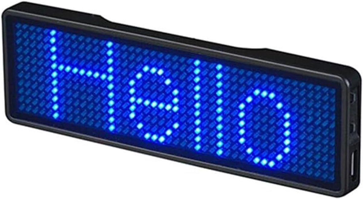Oplaadbare draadloze LED naamplaatje naambordje programmeerbaar scroll-berichtkaart DIY mini-LED-display voor winkelcentra party hotel - blauw
